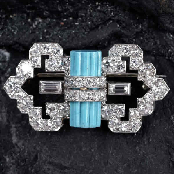 Art Deco geometric diamond brooch